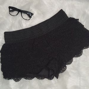 Black stretchy lace shorts